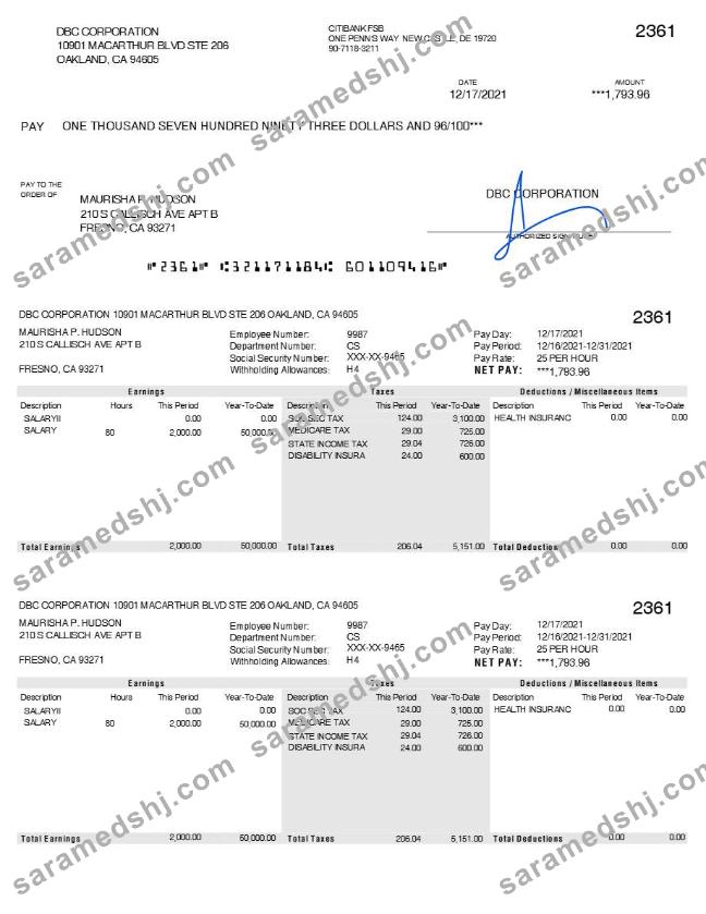 DBC Corporation pay stub template in Word and PDF formats.pdf, 1